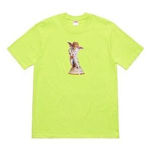Футболка ss19 cupid tee neongreen angel printing short sleeve red green Supreme, красный