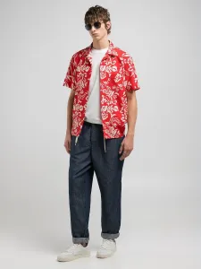 Свободные джинсы зауженного кроя из хлопка и льна