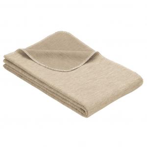 Одеяло Ibena из органического хлопка Лозанна 140х200см - приятное одеяло серое однотонное, шерстяное одеяло, мягкое одеяло для дивана, бежевый