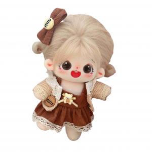 Мягкая игрушка кукла из хлопка высотой 20 см MIXIANG, Chestnut Beads+Coffee Bear (With Hair Accessories)