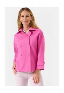 Двубортный женский льняной жакет Fiorella, на узорной подкладке RICANO, розовый