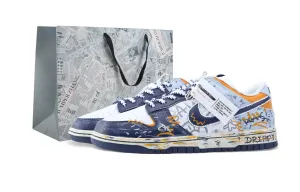 Nike Кроссовки для скейтбординга dunk drippy intercity flight мужские, устойчивые к истиранию, низкие, синий белый оранжевый