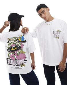 Футболка большого размера Slow Jams PRNT белого цвета