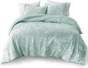 Generic Комплект постельного белья из велюра и шерпы с реверсивным одеялом, цвет аква Aqua / Xl
