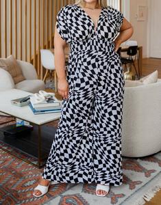 Осборн комбинезон с широкими штанинами в черно-белую клетку Emerald Collection