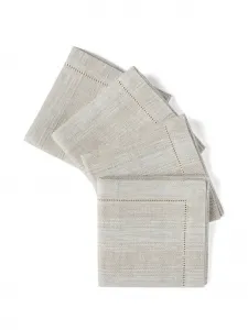 Комплект из четырех льняных салфеток в полоску Brunello Cucinelli, нейтральный