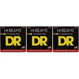 D.R Strings Струны для бас-гитары DR Strings MR5-45 Hi-Beam из нержавеющей стали - .045-.125 Средние 5-струнные (3 упаковки)