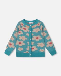 Кардиган на пуговицах вязаный бирюзовый Deux par Deux