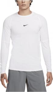 Мужская облегающая спортивная футболка с длинным рукавом Nike Pro Dri-fit, White/Black