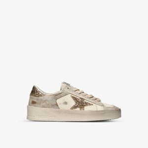 Кожаные кроссовки Stardan с блестками и звездами Golden Goose, белый