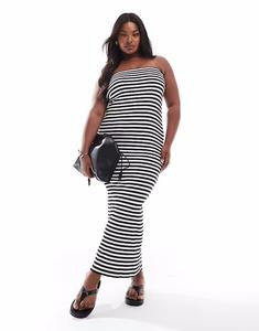 Платье макси без бретелек из трикотажного полотна Vero Moda Curve в полоску