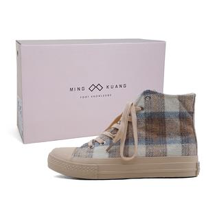 Уличный стиль Винтаж Легкие Нескользящие Высокие Кроссовки из Парусины Устойчивые к Истиранию Женские MINGKUANG, Миланская Клетка