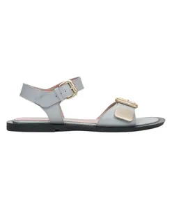 Светло-Голубые кожаные сандалии на плоской подошве Estro, синий