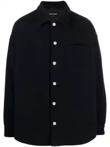 Куртка-рубашка из вирджинской шерсти GIORGIO ARMANI, синий