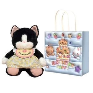 LALABABY Черная кошка с пушистой шерстью плюшевая кукла 30см/40см высота