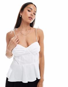 Белый топ на бретельках со сборками и чашечками Vero Moda