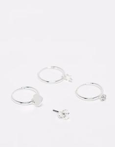 Набор из 4 серег в форме сердца и звезды из серебра Monki