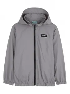 Ветровка с капюшоном и логотипом Kenzo Kids, серый