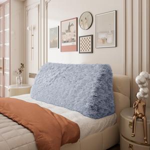 Подушка на спинку плюшевая Vercart, серо-голубой