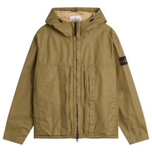 Короткая парка из хлопка рипстоп с двойным покрытием Stone Island, military зеленый