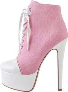 Женские кроссовки-башмачки на платформе Richealnana с шнуровкой и каблуком-стилетто, Pink