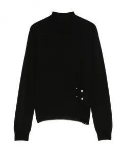 Шерстяной свитер с жемчугом Liu Jo, черный
