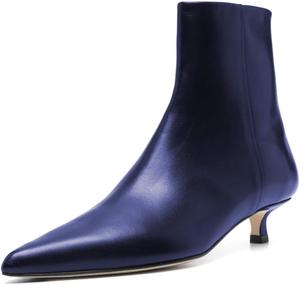 Женские удобные ботильоны Maiyang с низким каблуком-стилет и заостренным носком, боковая молния, классические повседневные ботинки, размеры 4-16 US, Blue