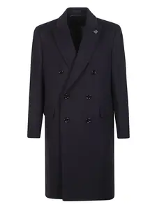 Двубортное шерстяное пальто Lardini, синий