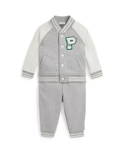 Комплект из 2 предметов: бейсбольная куртка и спортивные брюки из флиса для мальчиков Polo Ralph Lauren, серый