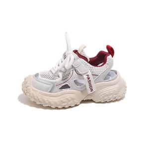 Нескользящие и дышащие детские сандалии с низким верхом для детей от 3 до 7 лет TONYBEAR, бежевый/красный