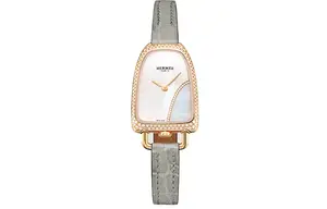 Наручные часы Galop D'Hermes с кварцевым механизмом, ремешок из кожи крокодила, белый циферблат 32*20 мм, женские