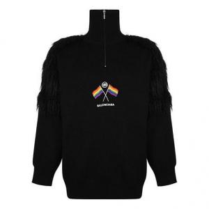 Свитер Balenciaga LGBTQ Flag Zip Up Turtleneck Sweater 'Black', черный