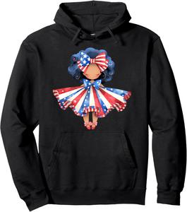 Детская толстовка с изображением американского флага и патриотической символикой ко Дню независимости США для чернокожих девочек Black Girl 4Th Of July Tees Nyc