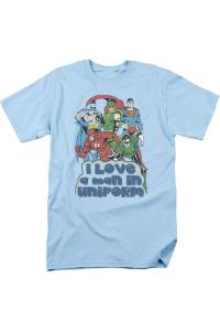 Футболка с коротким рукавом для взрослых DC Comics I Love A Man In Uniform Gildan, светло-голубой