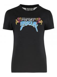 Футболка с сетчатой вставкой и логотипом Versace Jeans Couture, черный