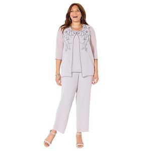 Женский костюм-тройка с цветочной каймой Plus Size Catherines, Silver