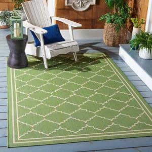 Ковер SAFAVIEH, 201 x 290 см, Washable Rug Outdoor Courtyard Collection - , Green & Beige, Non-Shedding & Easy Cleaning, для патио, заднего двора, прихожей (CY6889-244)