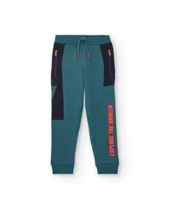 Синие спортивные штаны для мальчика с контрастными деталями Tuc tuc