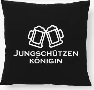 Подушка Хураа для юной королевы стрелков, подарок на фестиваль стрельбы, 40x40 см с наполнителем, черный хлопок, украшение для юной королевы стрелков Hellweg Druckerei