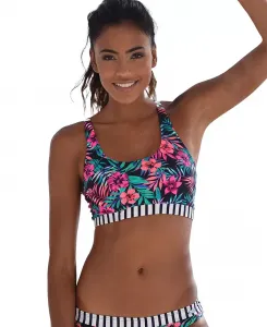 Размеры женского купальника-бикини с овальным вырезом и разноцветным принтом LASCANA, мультиколор