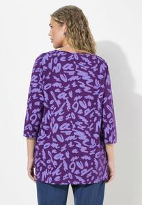 Топ с длинными рукавами SCRIBBLE SQUARE NECK 3/4 SLEEVE Ulla Popken, фиолетовый
