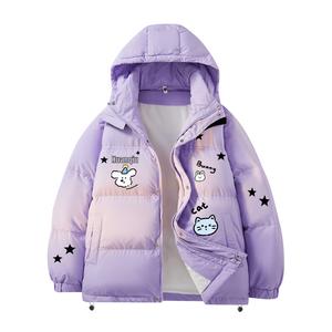 Пуховик Unisex с капюшоном утепленный HUANQIU, фиолетовый