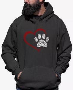 Paw Heart - Мужская толстовка с капюшоном Word Art LA Pop Art, серый