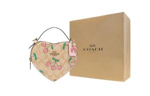 COACH Холщовая сумка с кожаной аппликацией в виде сердца маленький размер женская сумка через плечо