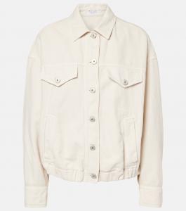 Жакет из хлопка и льна с отделкой бисером Monili Brunello Cucinelli, белый