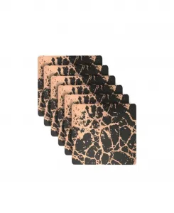 Мраморные пробковые салфетки под тарелки, моющиеся, золотистые, 38 см x 38 см, набор из 6 штук, термостойкие, нескользящие, подставки под тарелки, подставки под тарелки, для кухни, подставки под тарелки для обеденного стола, для декора Dainty Home