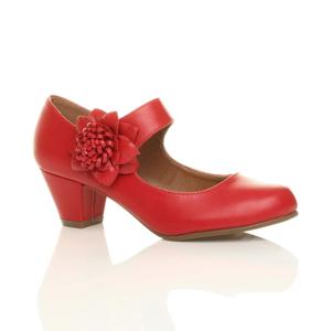 Комфортные туфли-лодочки Mary Jane на среднем кубинском каблуке AJVANI, красный