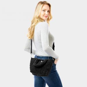 Широкая вельветовая сумка-тоут через плечо FASHNZFAB, черный