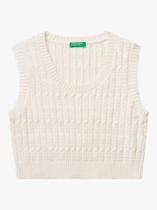Детский безрукавный жилет из хлопковой смеси Benetton, White