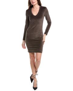 Мягкое платье-футляр James Perse с V-образным вырезом, коричневый